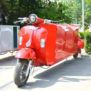 vintage food tricycle in bright red color from Chinese food truck manufacturer