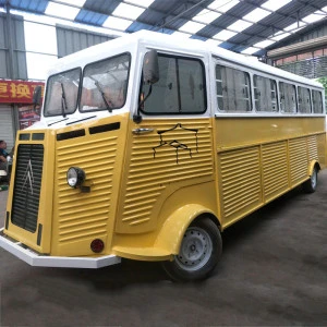 citroen retro food truck in bright yellow color large room for business
